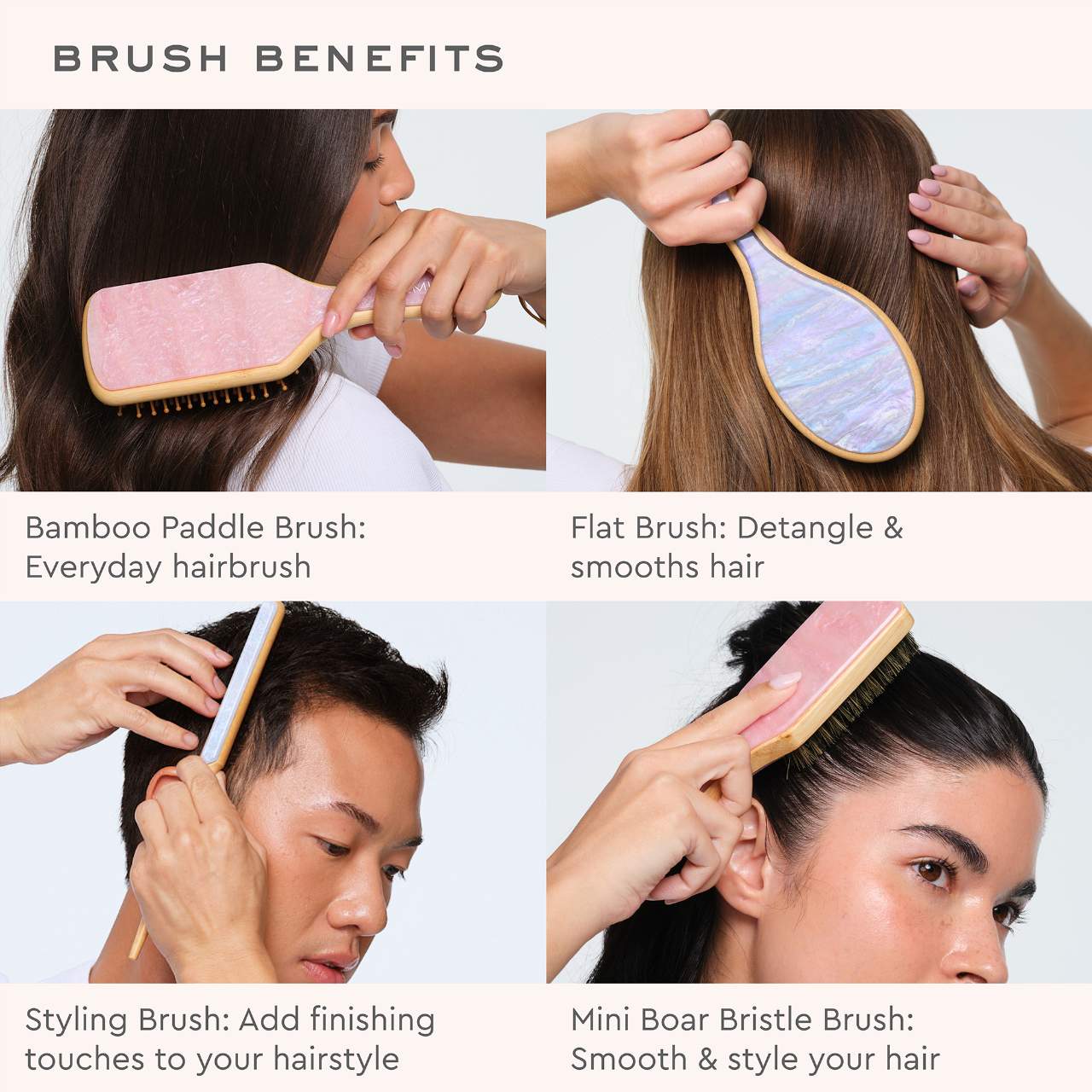 Bamboo Paddle Hair Brush in Pink Sugar *PRE-ORDER*